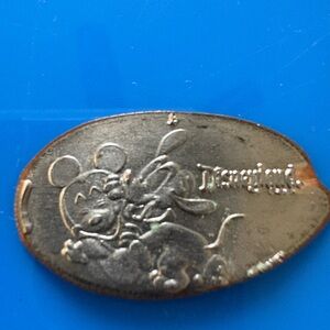 Baby Mickey Mouse and Baby Pluto Pressed Nickel from Disneyland